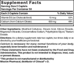 Nature's Blend Calcium Citrate with D3 label highlights 630 mg calcium and 400 IU D3
