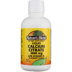 Nature's Blend calcium citrate with D3 blue bottle offers easy daily calcium intake.