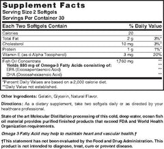 Nature's Blend Fish Oil softgels close-up, highlighting gluten-free omega-3 supplement.