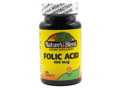 Nature's Blend Folic Acid 400 mcg bottle front view supports daily wellness