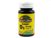 Nature's Blend NAT B Vitamin D3 TB 1000IU 100-tablets label for daily wellness.