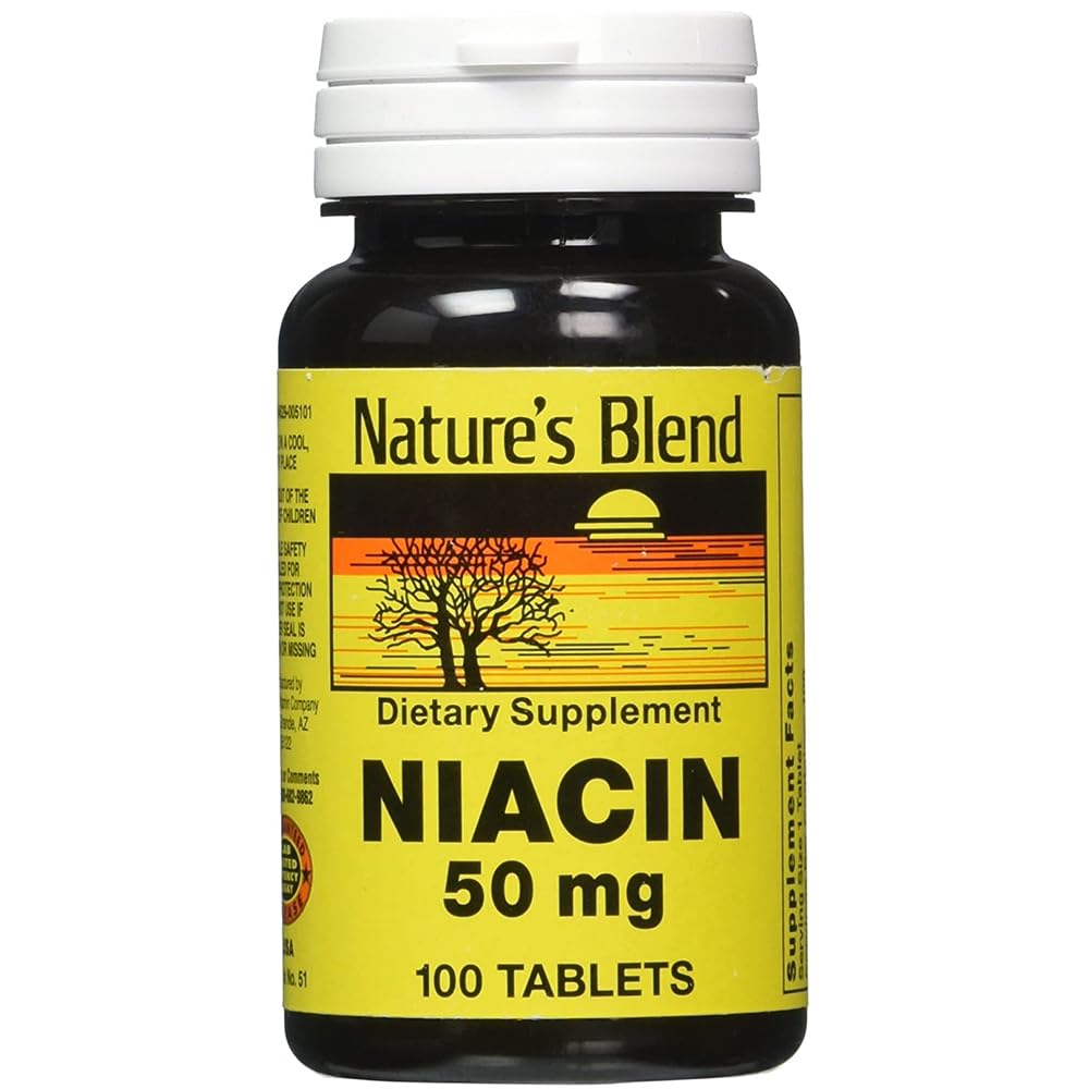 Nature's Blend Niacin 50 mg bottle front for daily use.