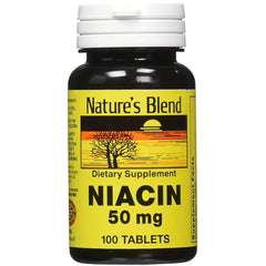 Nature's Blend Niacin 50 mg bottle front for daily use.