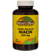 Nature's Blend Niacin Timed Release bottle with 300 tabs for steady daily intake.