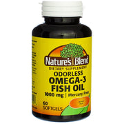 Nature's Blend Omega-3 odorless bottle for daily wellness routine.