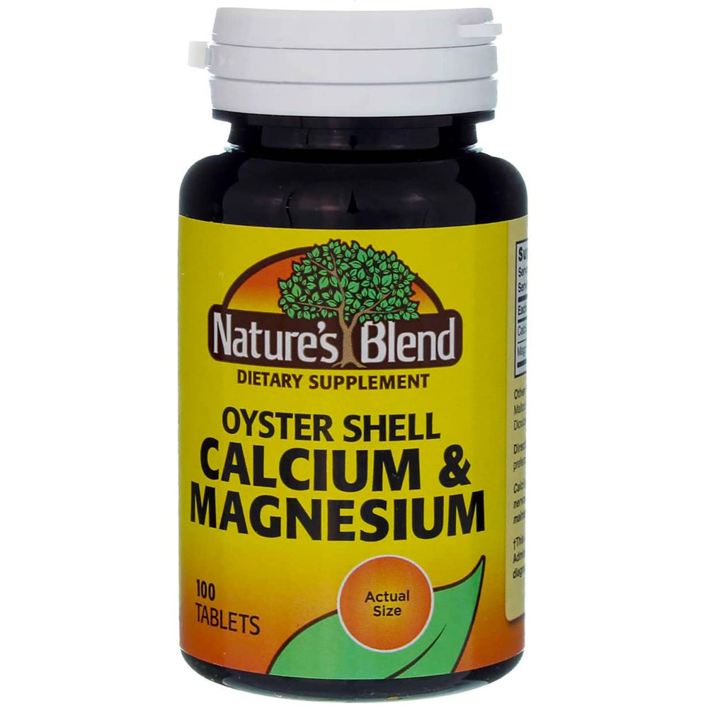 Nature's Blend oyster shell calcium bottle with chelated magnesium for absorption