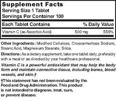 Nature's Blend Vitamin C bottle back view with nutritional information.