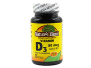 Nature's Blend Vitamin D3 bottle with easy-to-swallow softgels for daily wellness.