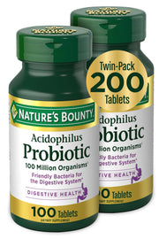 Nature's Bounty Acidophilus bottle with 100 million cultures for daily support