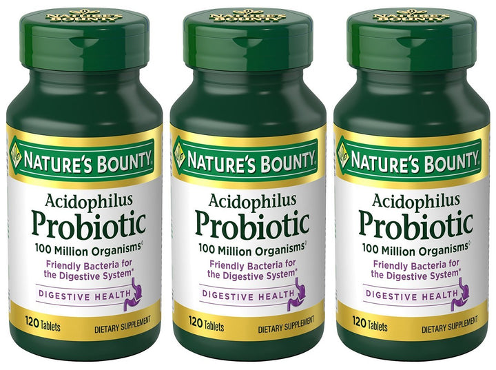 Nature's Bounty Acidophilus probiotic bottle for daily digestive support