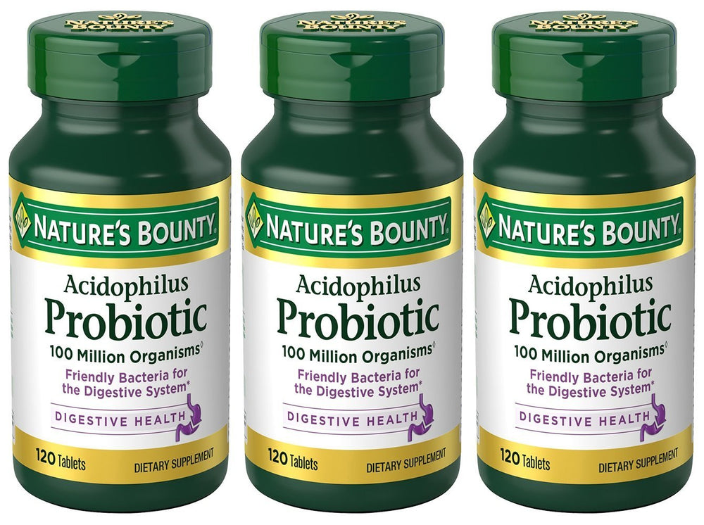 Nature's Bounty Acidophilus probiotic bottle for daily digestive support