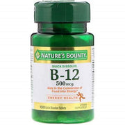 Nature's Bounty B-12 microlozenges pack for convenient daily energy support.