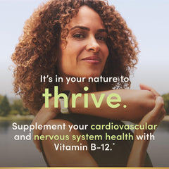 Nature's Bounty B12 cherry-flavored tablet supports daily intake with pleasant taste.
