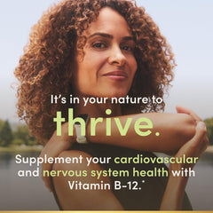 Nature's Bounty B12 Gummies packaging shot, non-GMO and vegetarian friendly.