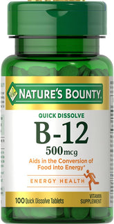 Nature's Bounty B12 quick-dissolve tablets for easy energy support.