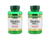 Nature's Bounty Biotin 5000mcg softgels front view highlighting potency for daily energy metabolism