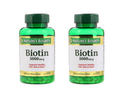 Nature's Bounty Biotin 5000mcg softgels front view highlighting potency for daily energy metabolism
