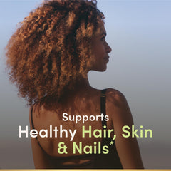 Nature's Bounty Biotin 1000 mcg bottle, daily supplement for energy and hair health.