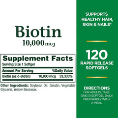 Rapid-release softgels from Nature's Bounty Biotin dissolve quickly when taken.