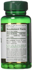 Nature's Bounty Biotin softgel capsules being poured for easy daily use.