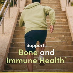 Nature's Bounty Calcium D3 bottle back label highlighting daily calcium and immune support