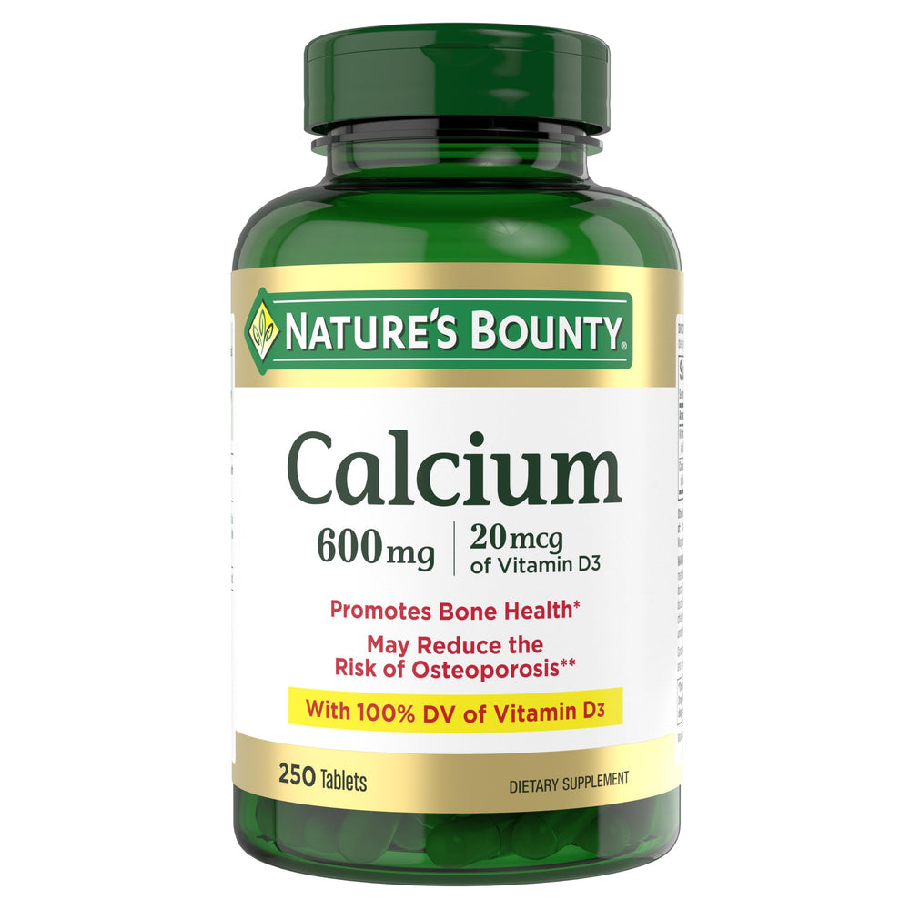 Nature's Bounty Calcium D3 bottle front showing bone-supporting calcium and vitamin D