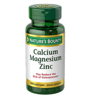 Nature's Bounty calcium-magnesium-zinc caplets bottle for bone support and easy swallowing