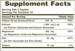 Nature's Bounty calcium-magnesium-zinc caplets pack promotes convenient daily supplementation
