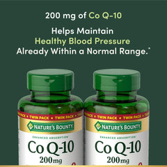 Nature's Bounty CoQ10 softgels capsules close-up showing rapid-release format