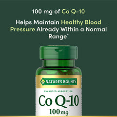 Nature's Bounty CoQ10 bottle back label notes gluten-free and no artificial flavors