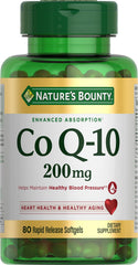 Nature's Bounty CoQ10 rapid-release softgels bottle for heart health support and energy production.