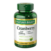 Nature's Bounty Cranberry 4200mg bottle: daily urinary health support option.