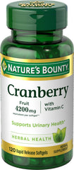 Nature's Bounty Cranberry pills bottle shown for daily urinary health support.