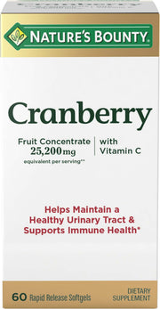 Nature's Bounty Cranberry Softgels bottle front with capsules for urinary health support