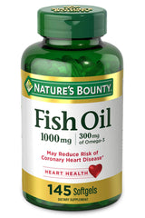 Nature's Bounty Fish Oil softgel bottle, ready for daily heart health support.