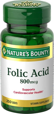 Nature's Bounty folic acid 800 mcg bottle front view for daily wellness