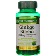Nature's Bounty Ginkgo Biloba 120 mg bottle for daily brain function support
