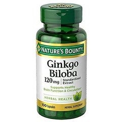 Nature's Bounty Ginkgo Biloba 120mg capsules pack-2 supports daily focus and overall wellness.