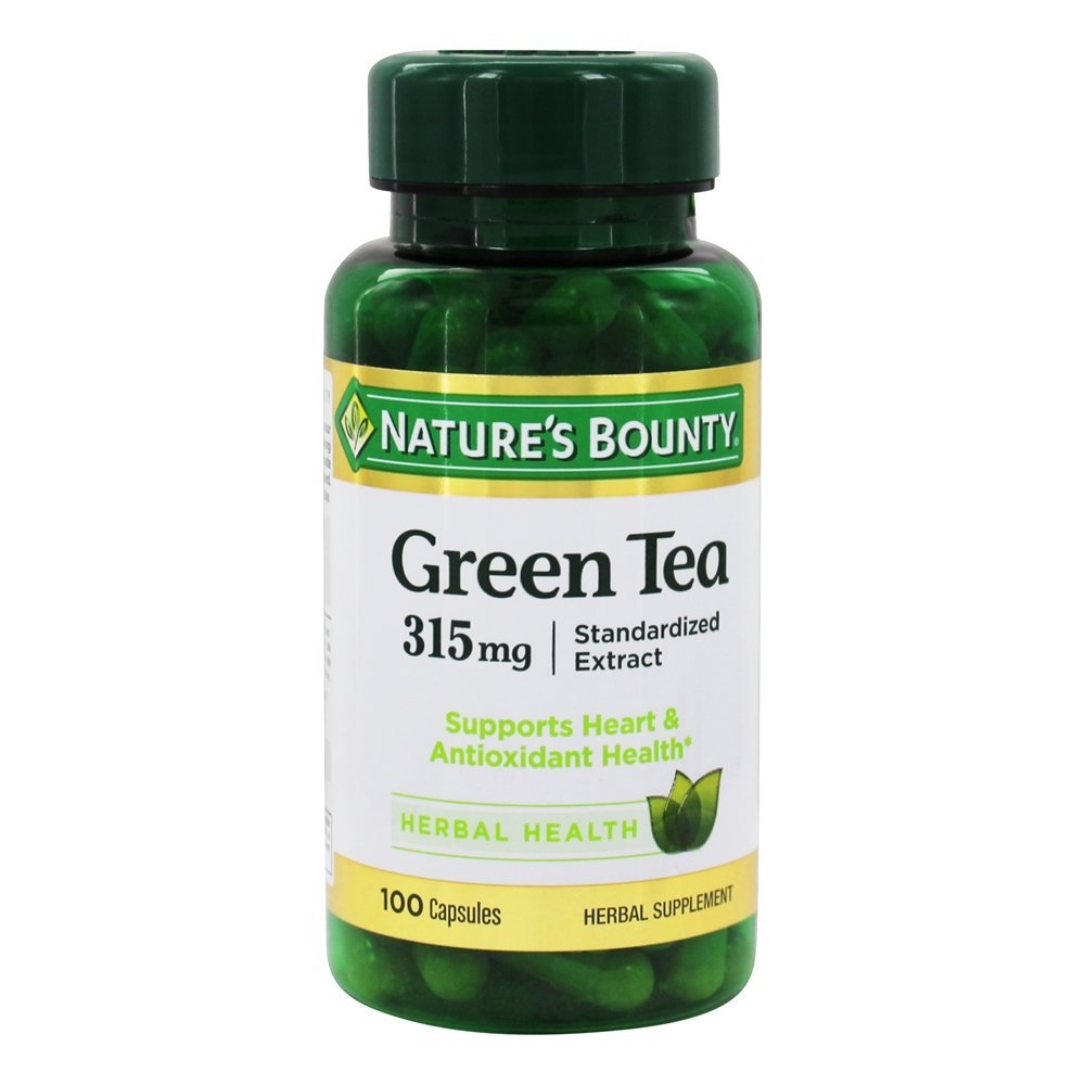 Nature's Bounty Green Tea Extract bottle front for antioxidant support.