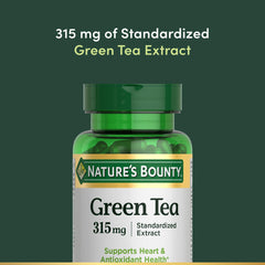 Nature's Bounty Green Tea Pills cap close-up showing capsule detail.