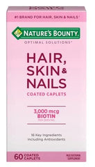 Nature's Bounty Hair Skin Nails caplets bottle supports healthy-looking hair, skin and nails.