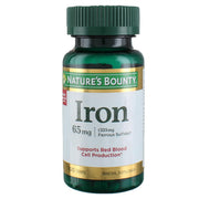 Nature's Bounty Iron 65 mg tablets front view, supports energy utilization