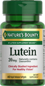 Nature's Bounty Lutein softgels bottle supports eye health and daily comfort.