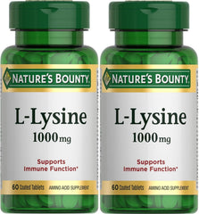 Nature's Bounty lisina 1000 mg, frente del envase, posible apoyo general