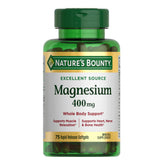 Nature's Bounty Magnesium 400 mg softgel bottle front supports bone and muscle health