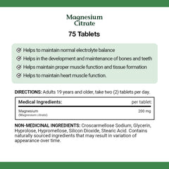Two Nature's Bounty Magnesium Citrate tablets shown for daily two-tablet dose.
