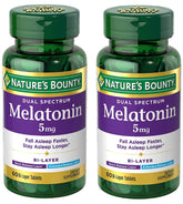Nature's Bounty Melatonin dual-spectrum bottle shown for sleep support