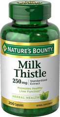 Nature's Bounty Milk Thistle 250 mg capsules bottle, ideal for daily liver support