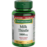 Nature's Bounty Milk Thistle bottle front for daily use and liver support