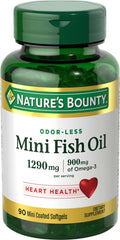 Nature's Bounty Mini Fish Oil Softgels bottle view highlighting heart-supporting omega-3.